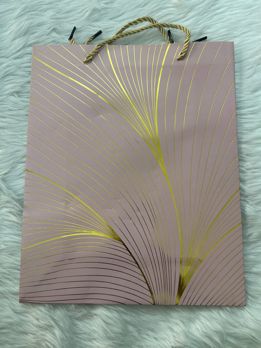 Paper Bag Pink With Golden Lines