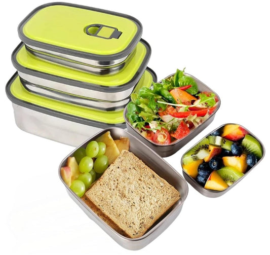 Stainless Steel Air Tight Containers Lunch Box Set of 3 - Gift Hub Mart