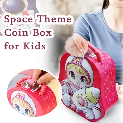 Metal Piggy Bank for Kids Space Theme