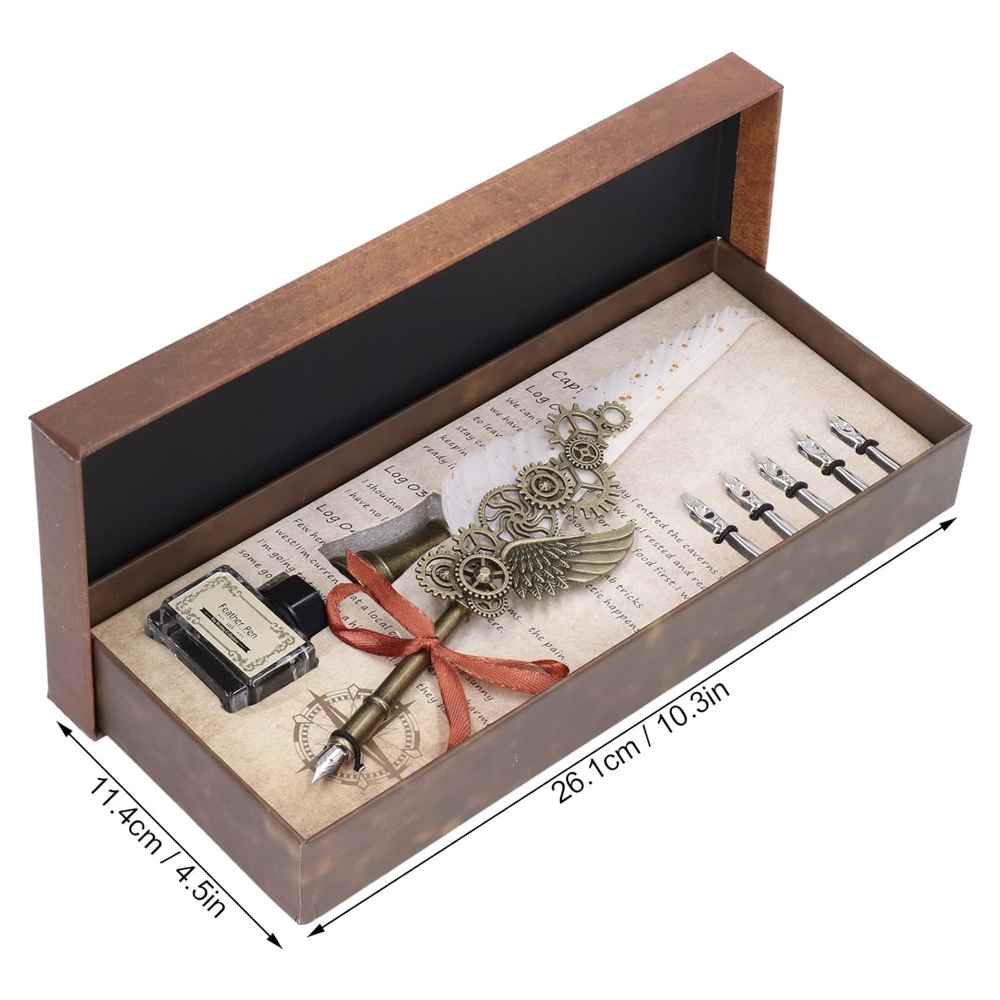 European Style Calligraphy Feather Quill Pen Set with Engraved Nib