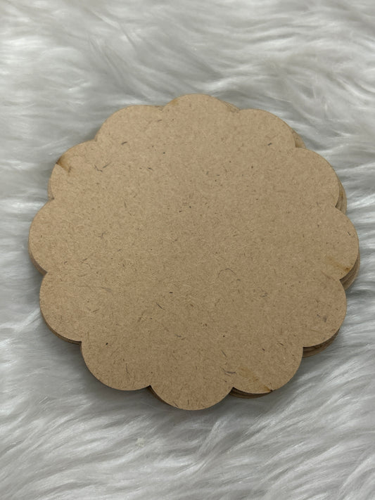 Tea Coaster MDF Flower 3.9 Inch 2MM 4Pc Set TCMF01