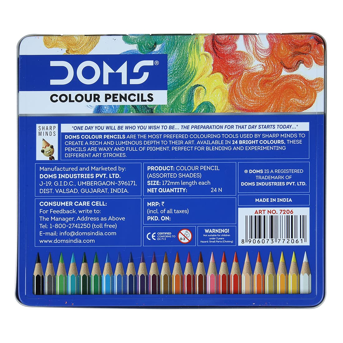 DOMS Colour Pencils 24 Shades Tin Supersoft