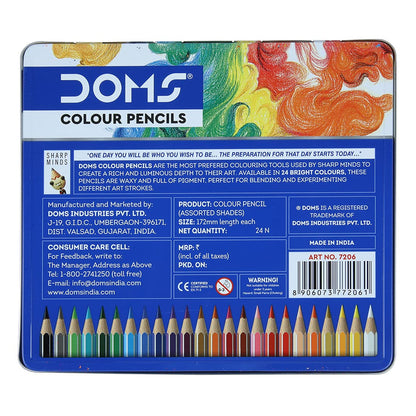 DOMS Colour Pencils 24 Shades Tin Supersoft