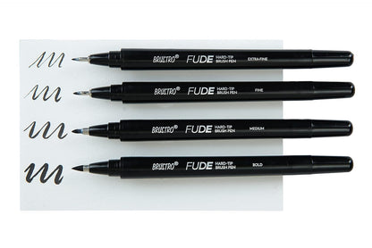 Fude Hard Tip Brush Pen Set of 4- Brustro