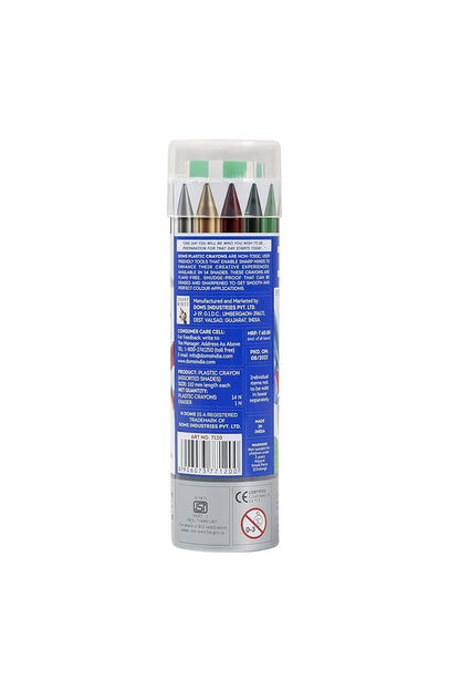 DOMS 14 Plastic Crayons Round Tin