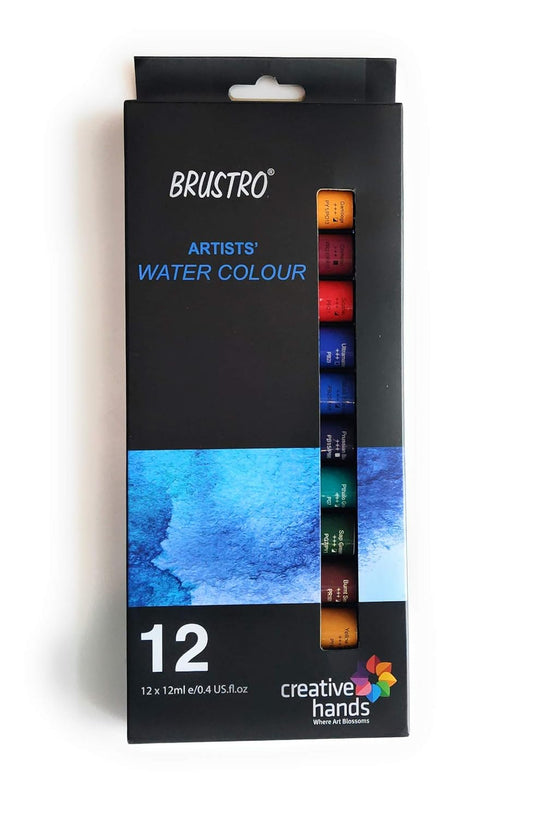 Brustro Artist Water Colours 12 Shades Box (12 ml)