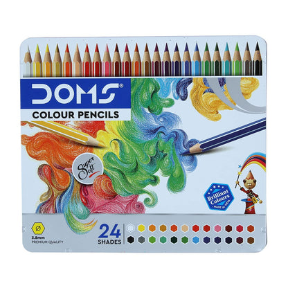 DOMS Colour Pencils 24 Shades Tin Supersoft