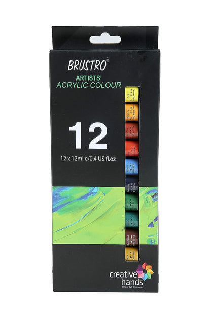 Brustro Artist Acrylic Colours 12 Shades Box (12 ml)