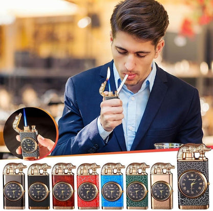 Double Flame Lighter with Quartz Watch