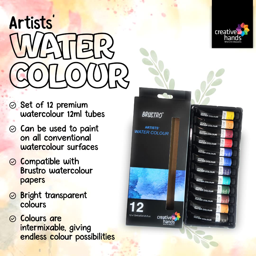 Brustro Artist Water Colours 12 Shades Box (12 ml)