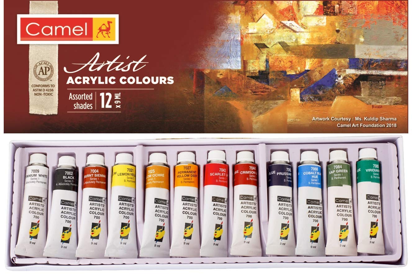 Camel Artist Acrylic Colours 12 Shades Box (9 ml)