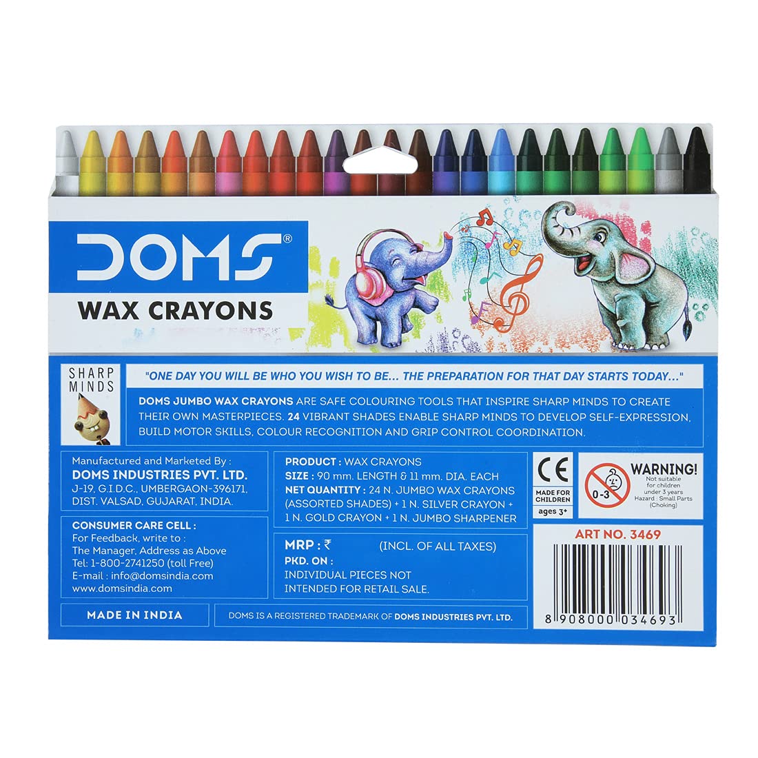 DOMS Wax Crayons Jumbo 24 Shades