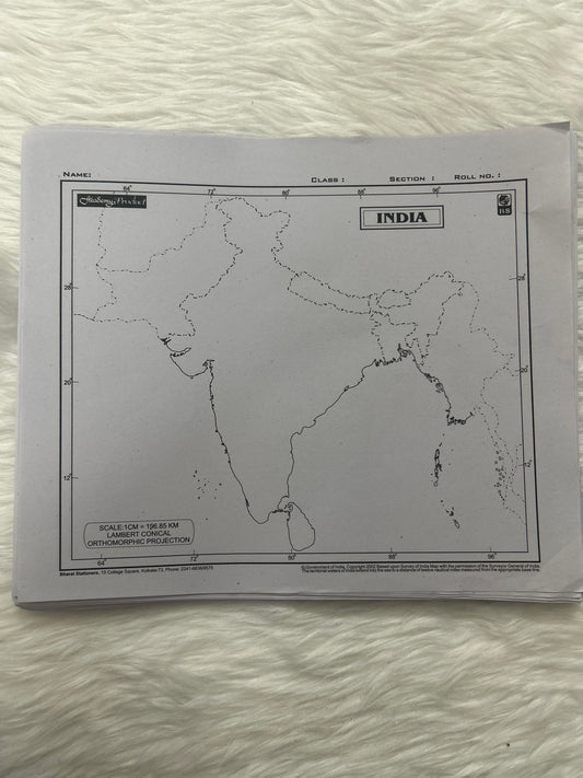 India Outline Map Plain A4