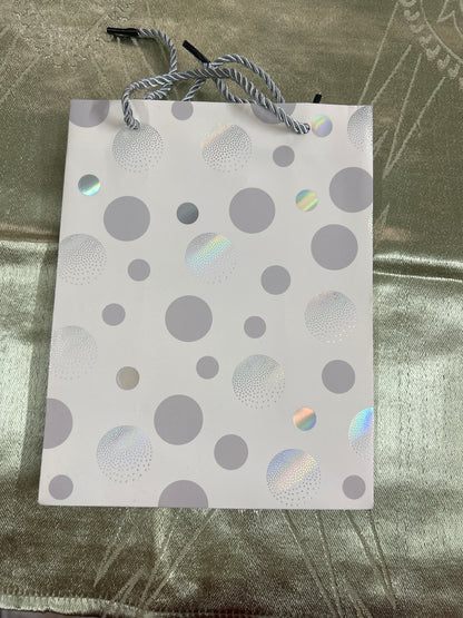 Paper Bag Gray & Silver Big Polka Dots