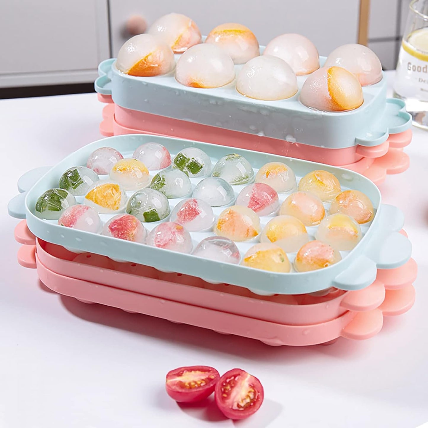 Ice Candy Mould Round Ice Cube Tray with Lid