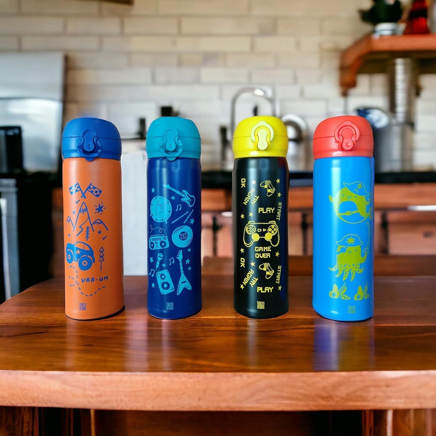 GIBO Insulated Stainless Steel Water Bottle for Kids 420ML With Doodle Print