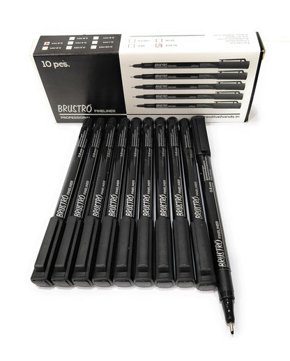 Fineliner Pen 0.03 Black Pack of 10- Brustro Technical Drawing Pen