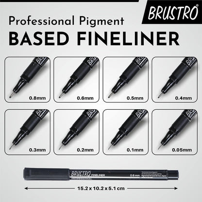 Fineliner Pen 0.03 Black Pack of 10- Brustro Technical Drawing Pen