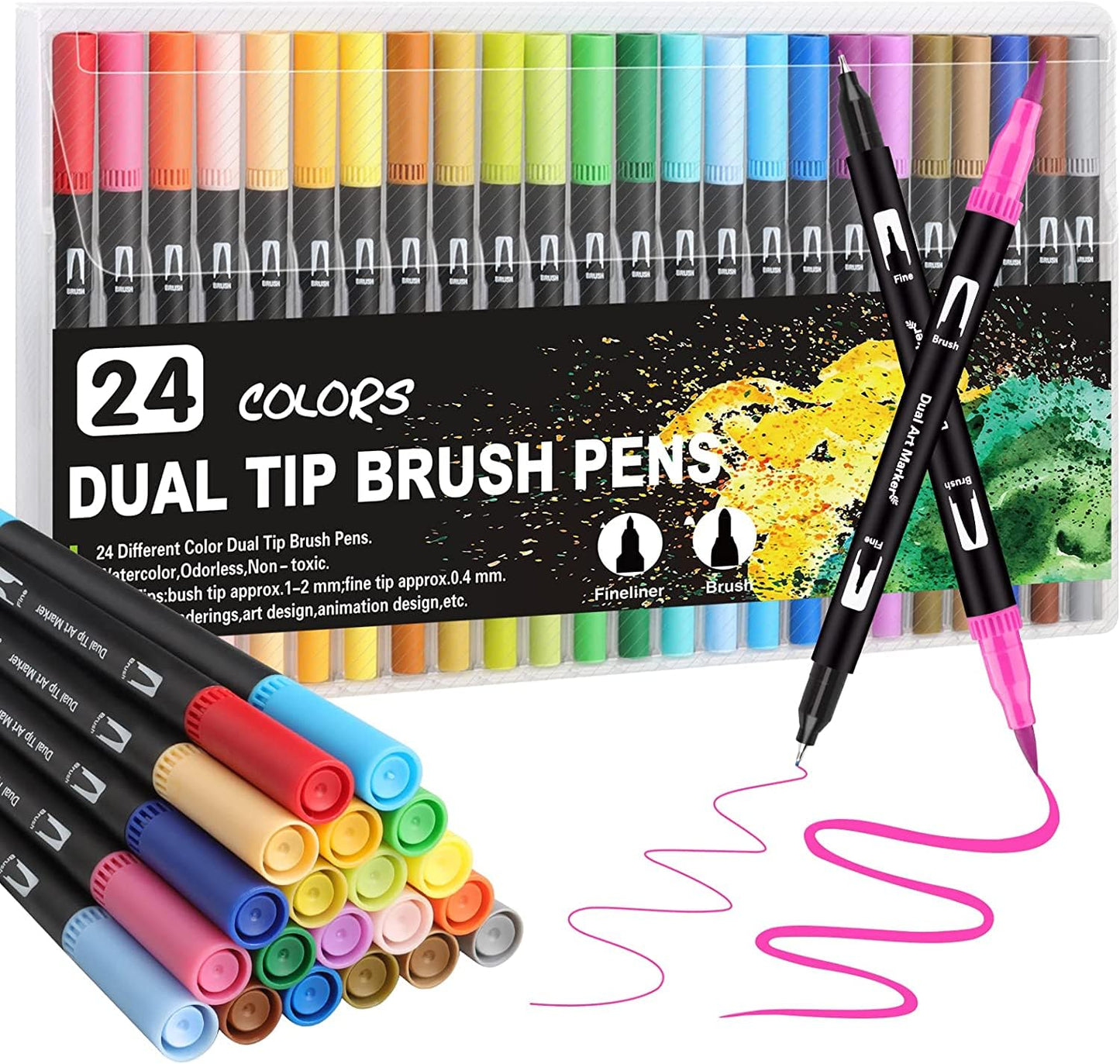 Colour Brush Pen Set - 24 Pcs