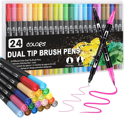 Colour Brush Pen Set - 24 Pcs