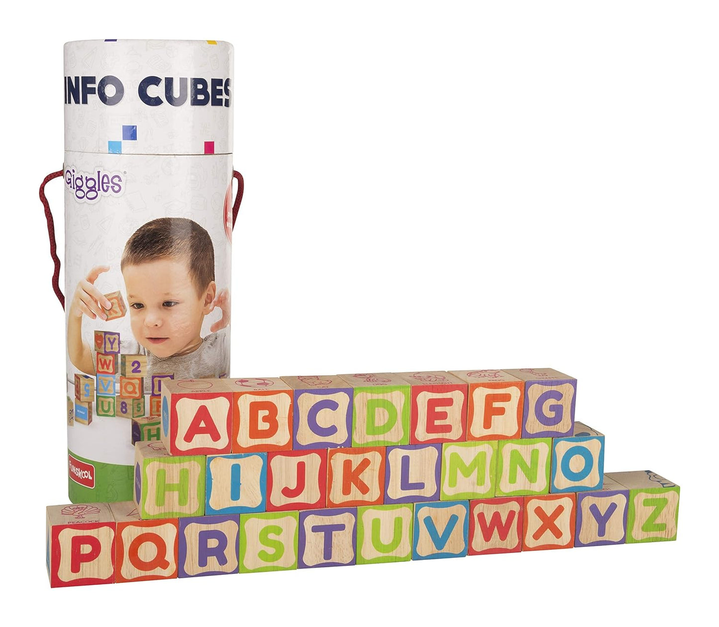 Info Cubes 26 Pieces Wooden Block Funskool Giggles