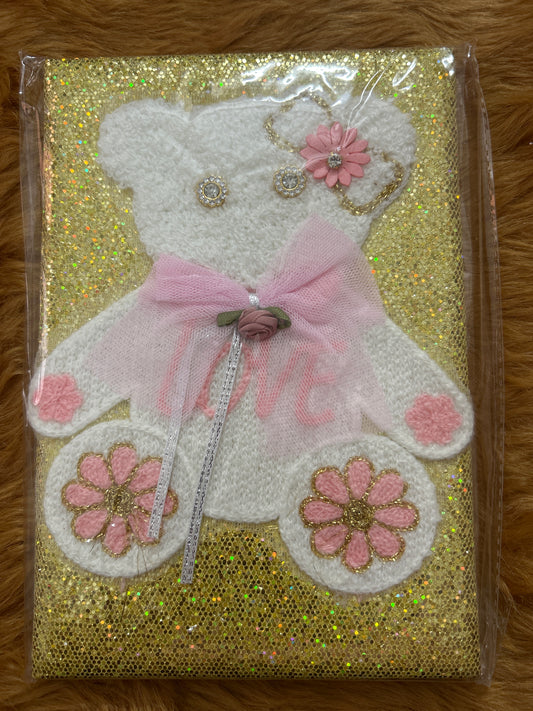 A5 Glitter Diary- Teddy