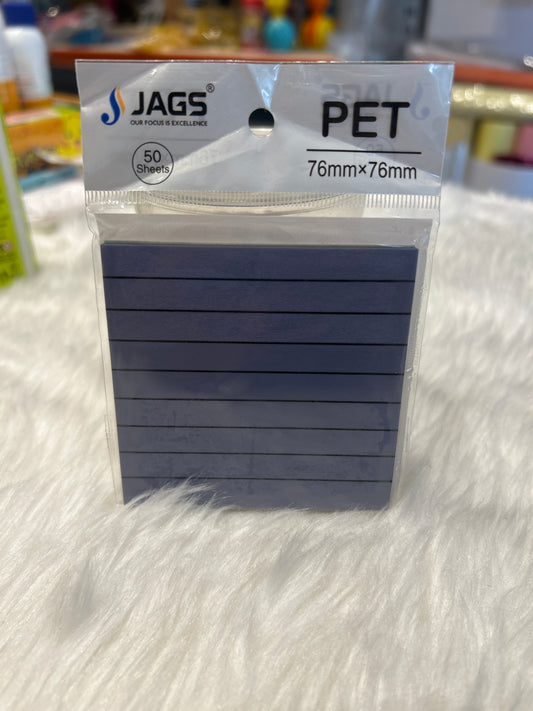 Sticky Note Transparent Ruled 76x76mm JSNT3X3RD