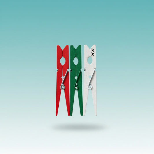Gift Hub Mart Wooden Clip Plain 7.0cm 3pc red, green & white clothespins