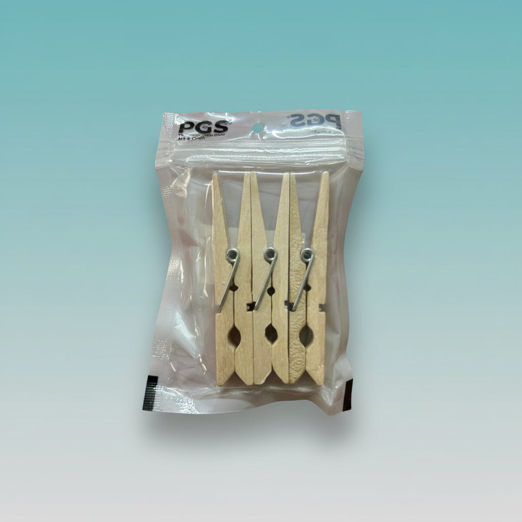 Wooden clothespin set by Gift Hub Mart, natural wood, 7.0 cm, 3pc