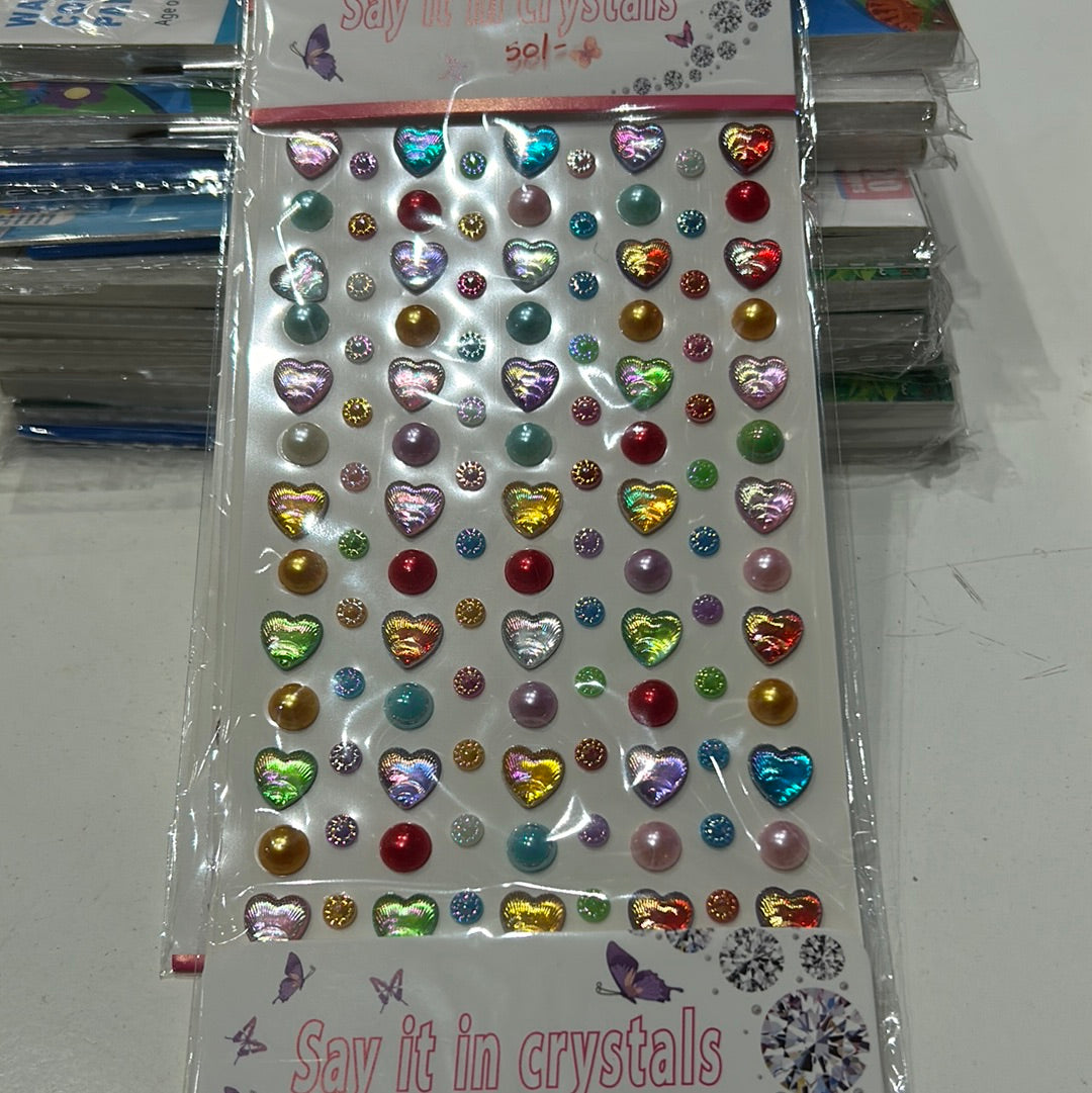 Sticker Crystal Heart Multi Colour