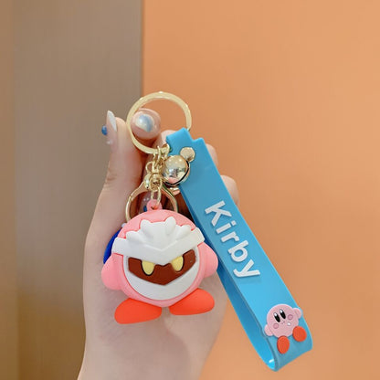 Kirby Cartoon 3D Rubber Keychain with Wristband