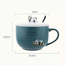 Cute Panda Ceramic Cup with 3D Character Lid and Spoon