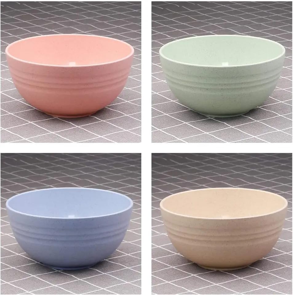 Eco Friendly Wheat Fiber Straw Bowl Set of 4 Microwave Safe