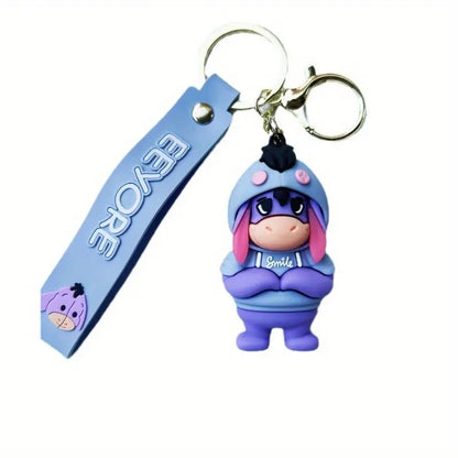 Disney Characters 3D Rubber Keychain with Wristband