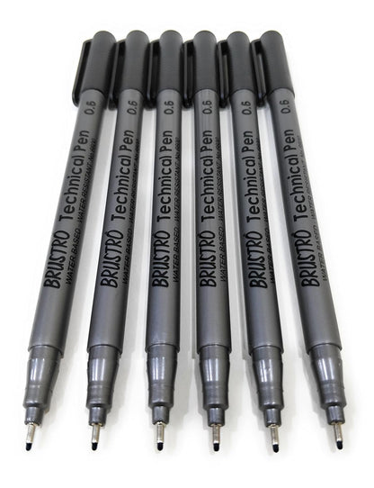 Brustro Technical Pen - Pack of 6 (Black)