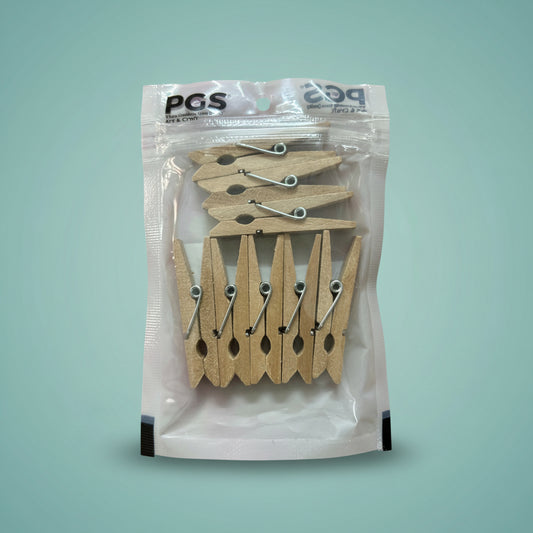 Wooden clothespins 4.5cm, 8pc set from Gift Hub Mart in natural wood