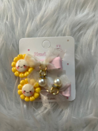 Daisy Bow Hair Clip Set Of 2 - Gift Hub Mart