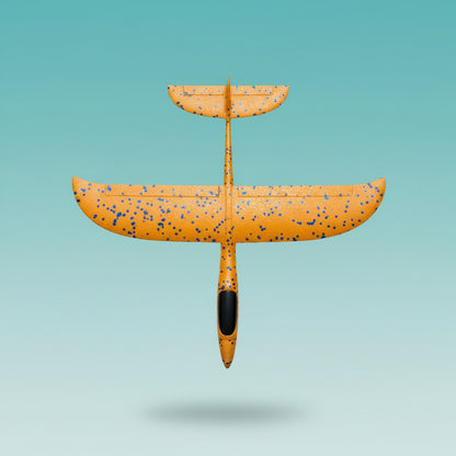 Foam plane set by Gift Hub Mart, orange with blue specks, two pieces in clear plastic packaging