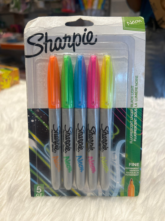 Sharpie Neon Fine Tip Permanent Marker Pack of 5