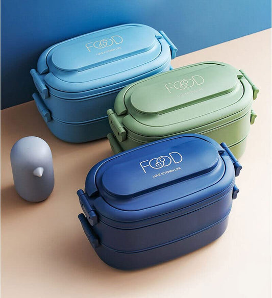 GIBO 2 Layer Leakproof Bento Lunch Box with Cutlery & Handle 1550ML