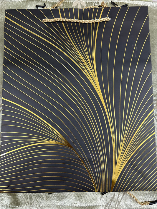 Paper Bag Medium- Black with Golden Lines