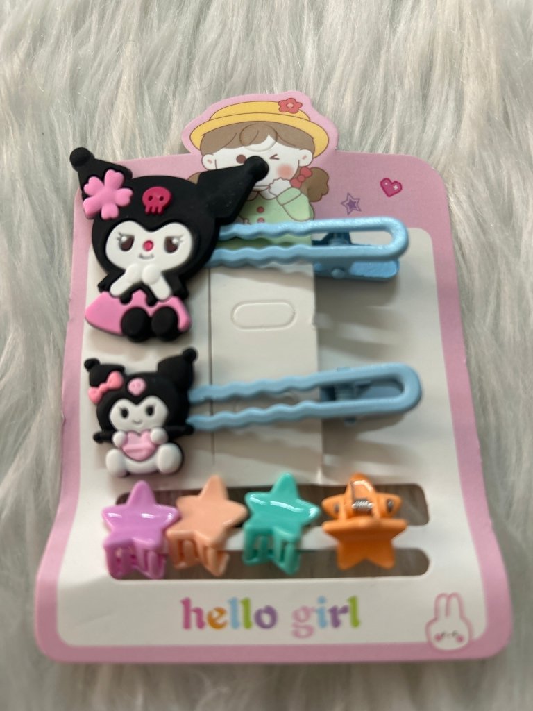 Kids 4 Mini Clutcher & 2 Side Pins Set- Kuromi - Gift Hub Mart