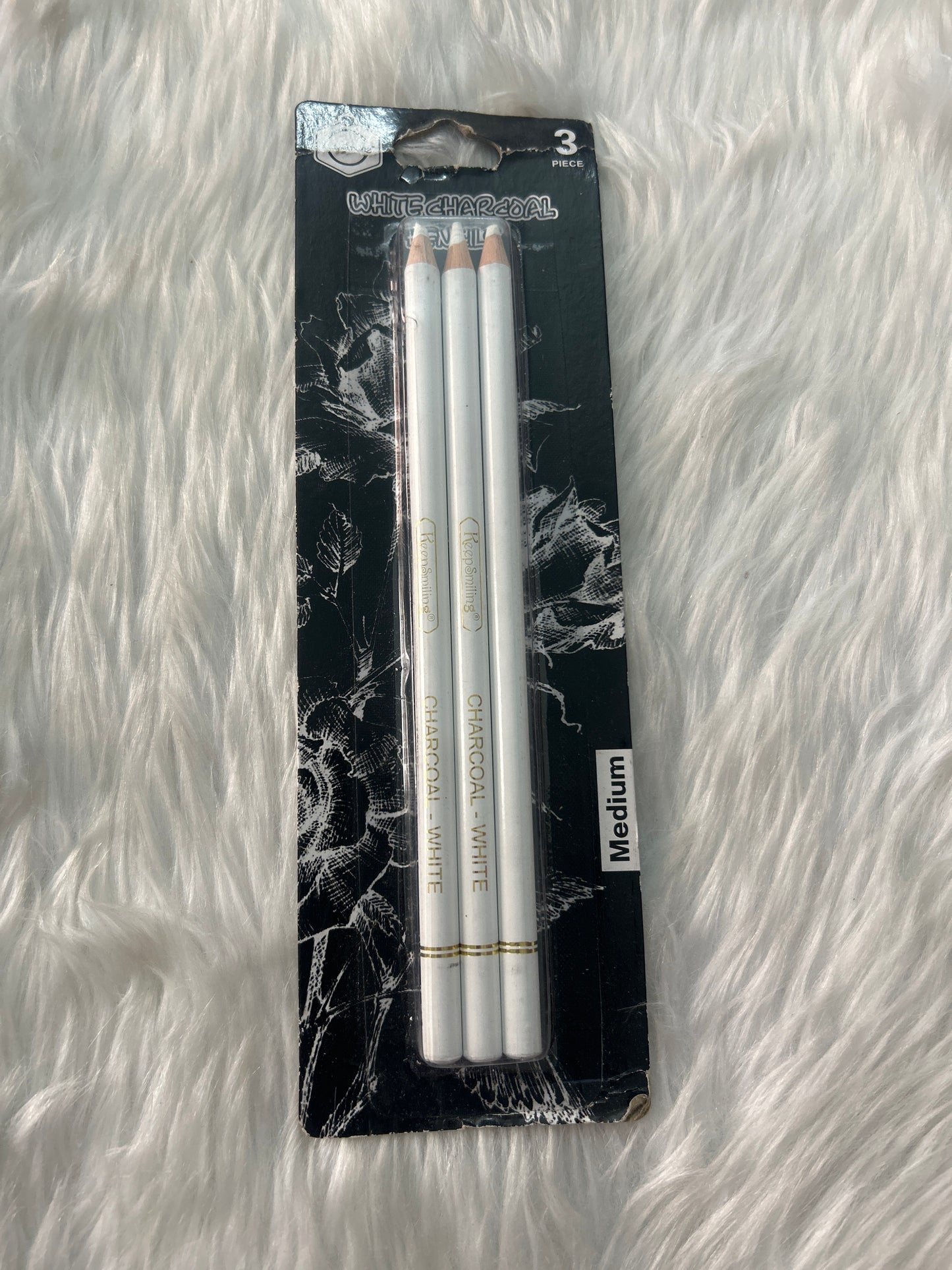 White Charcoal Pencil Set of 3