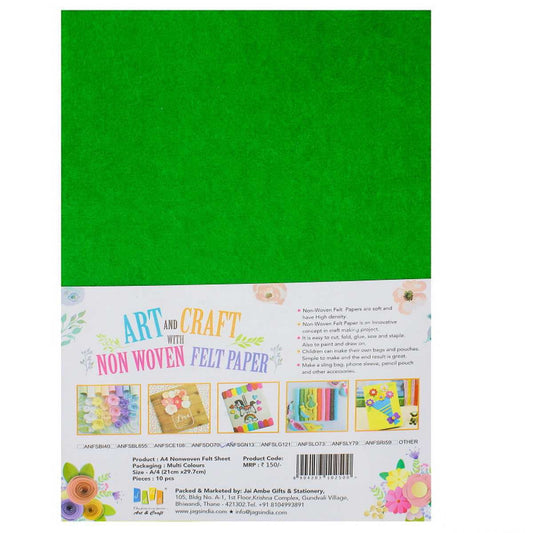 A4 Nonwoven Felt Sheet Green 13 ANFSGN13