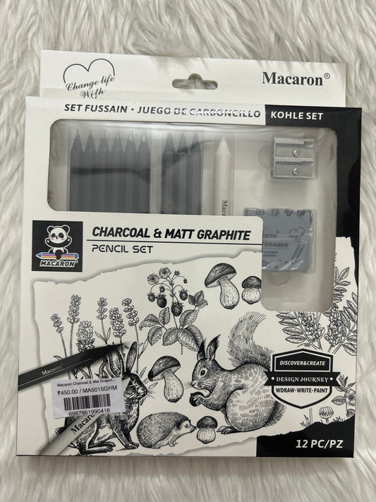 Macaron Charcoal & Matt Graphite Pencil Set