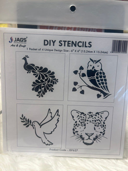 Plastic Stencil- Birds & Animals 4 in 1