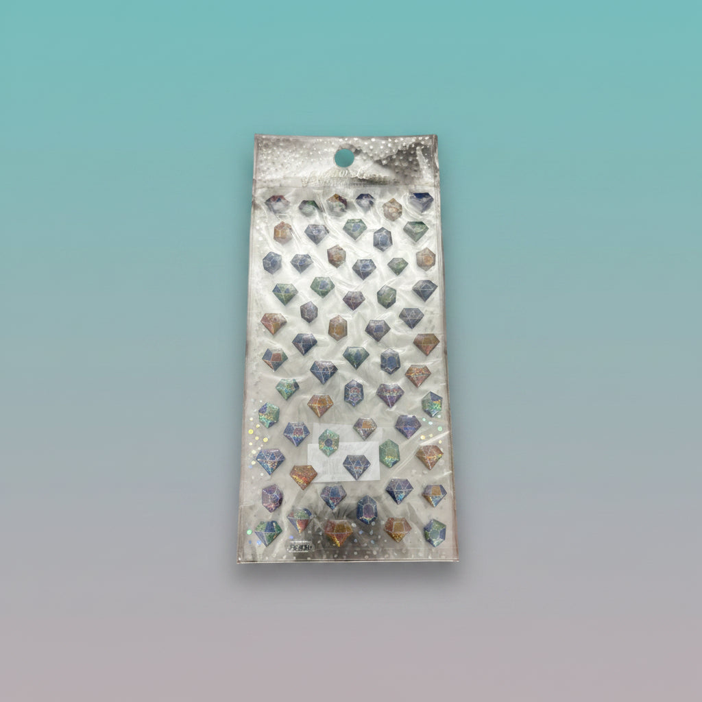 Gift Hub Mart diamond gem sticker sheet with holographic facets