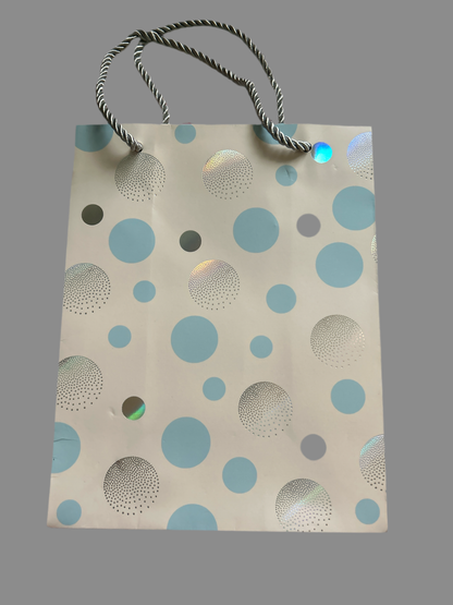 Paper Bag Blue & Silver Big Polka Dots