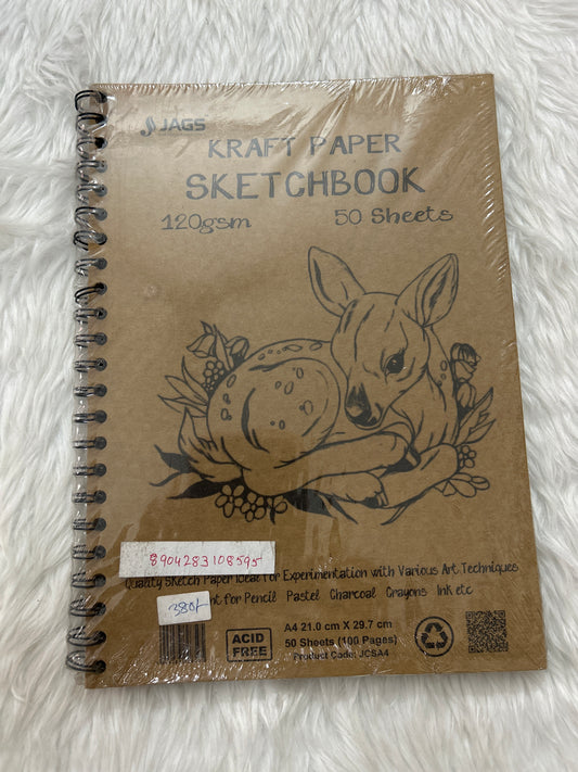 Kraft Paper Sketch Book A4- 120 GSM, 100 Pgs