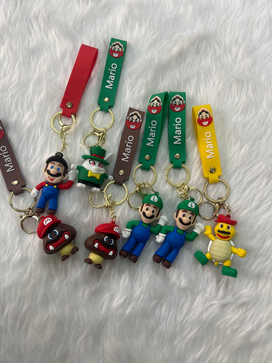 Mario Cartoon 3D Rubber Keychain with Wristband